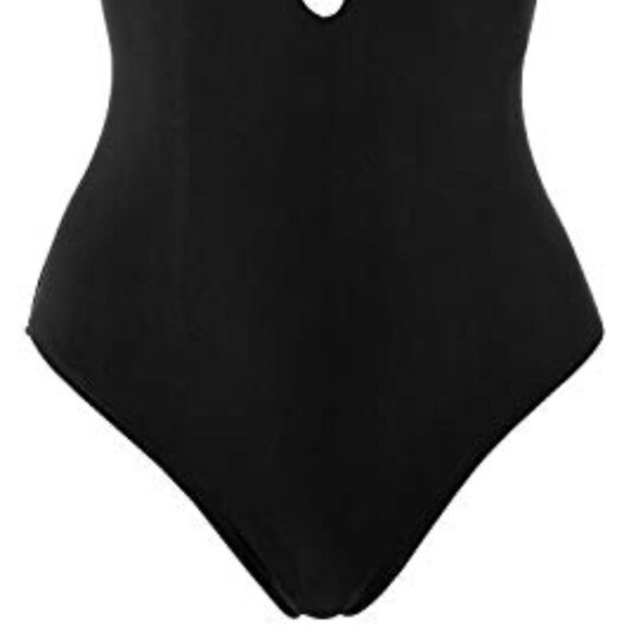 SHESHOW Deep Plunge Strappy Tied Ring Back One Piece Swimsuit Black - Picture 7 of 10